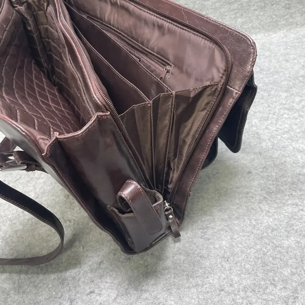 Vintage Worthington Faux Leather Dark Brown Briefcase Computer Work Shoulder Bag